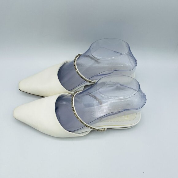 Franco Sarto Shoes Womens Size 7 M White Leather Slip On Mule Heel Pointy Sandal - Picture 6 of 13